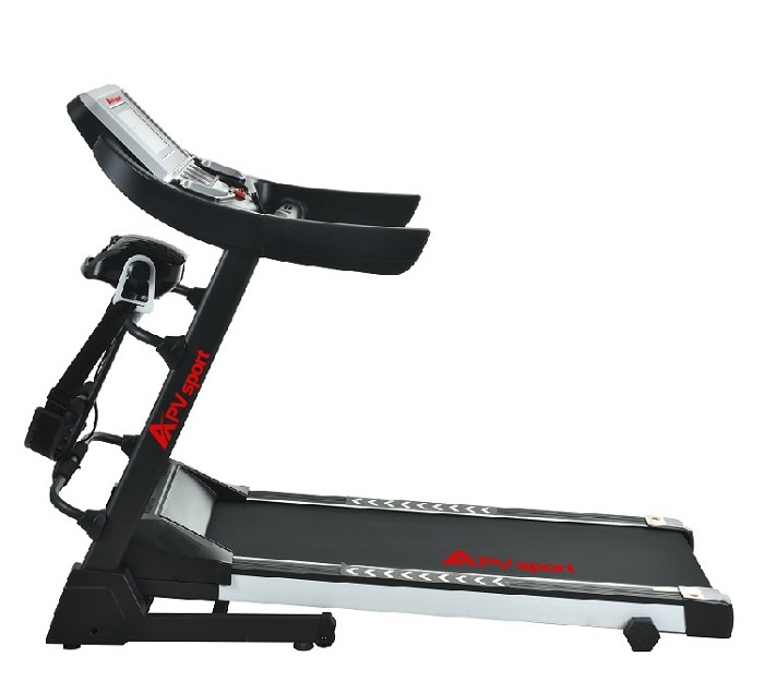 APVsport Bieżnia elektryczna do biegania i chodzenia APV600, ekran LCD, dodatkowe wyposażenie masażer, hantle, brzuszki, mata, pas biegowy 125x38cm