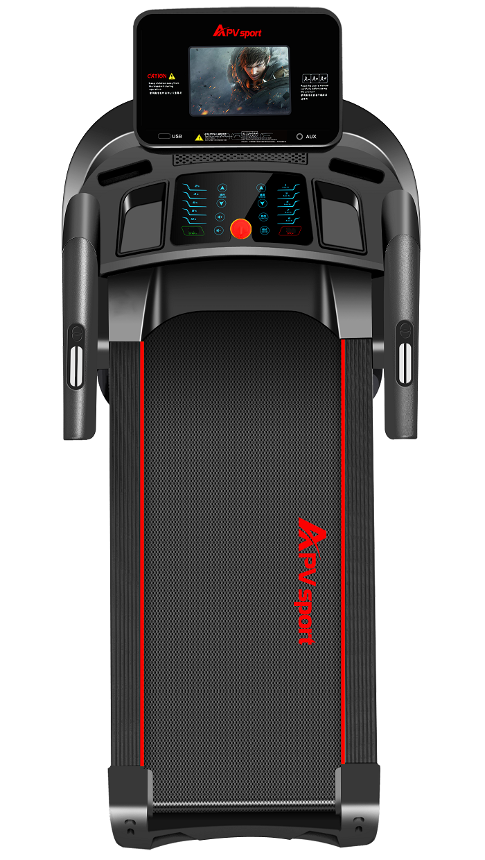 APVsport Bieżnia elektryczna do biegania i chodzenia APV6000, ekran TFT ANDROID 10.1 cala, dodatkowe wyposażenie GRATIS! - masażer, hantle, brzuszki, mata, pas biegowy 135x48cm