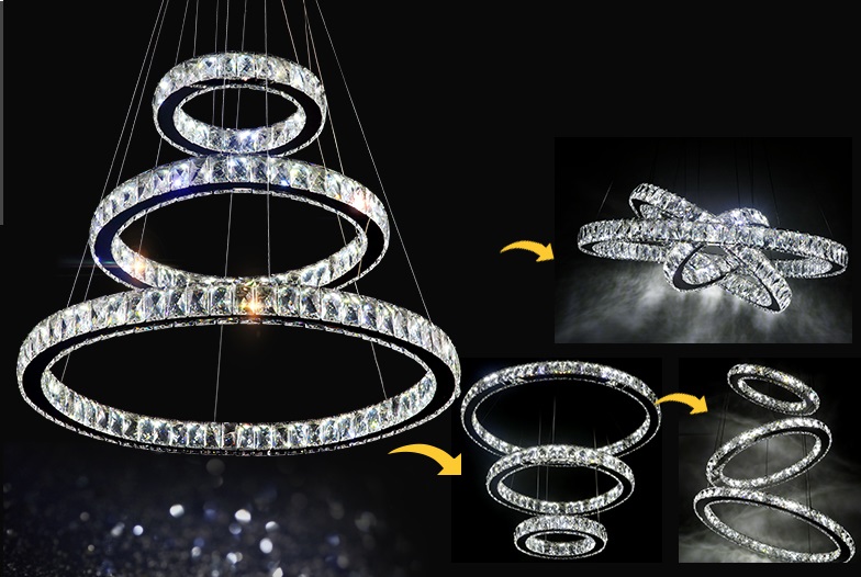 Żyrandol kryształowy RING 70x50x30 - gruby ring B026